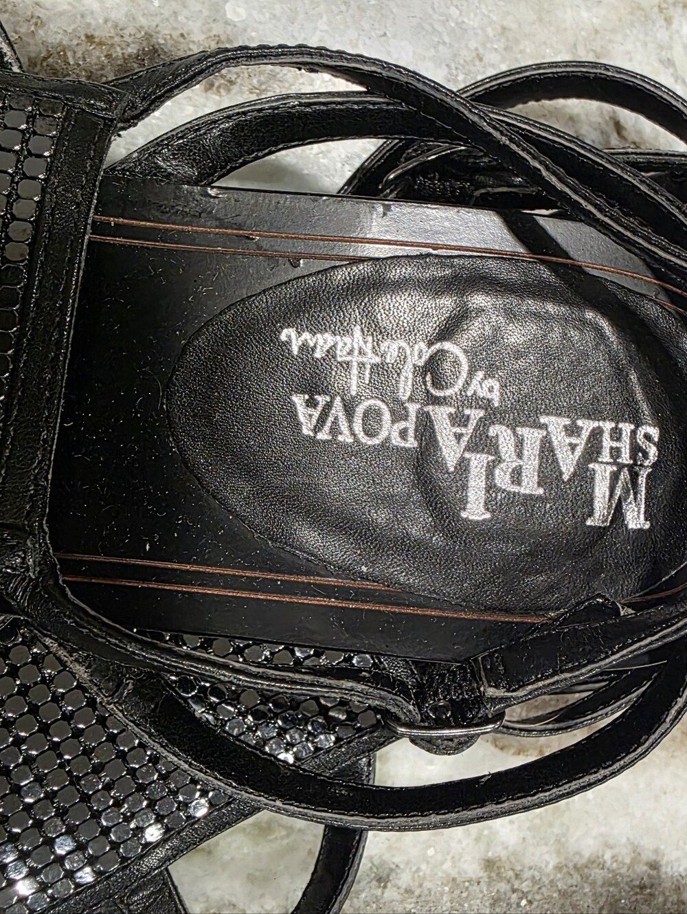 Cole Haan Maria Sharapova Nike Air Leather Chainmail Strappy Sandals Black 9B - Picture 12 of 13